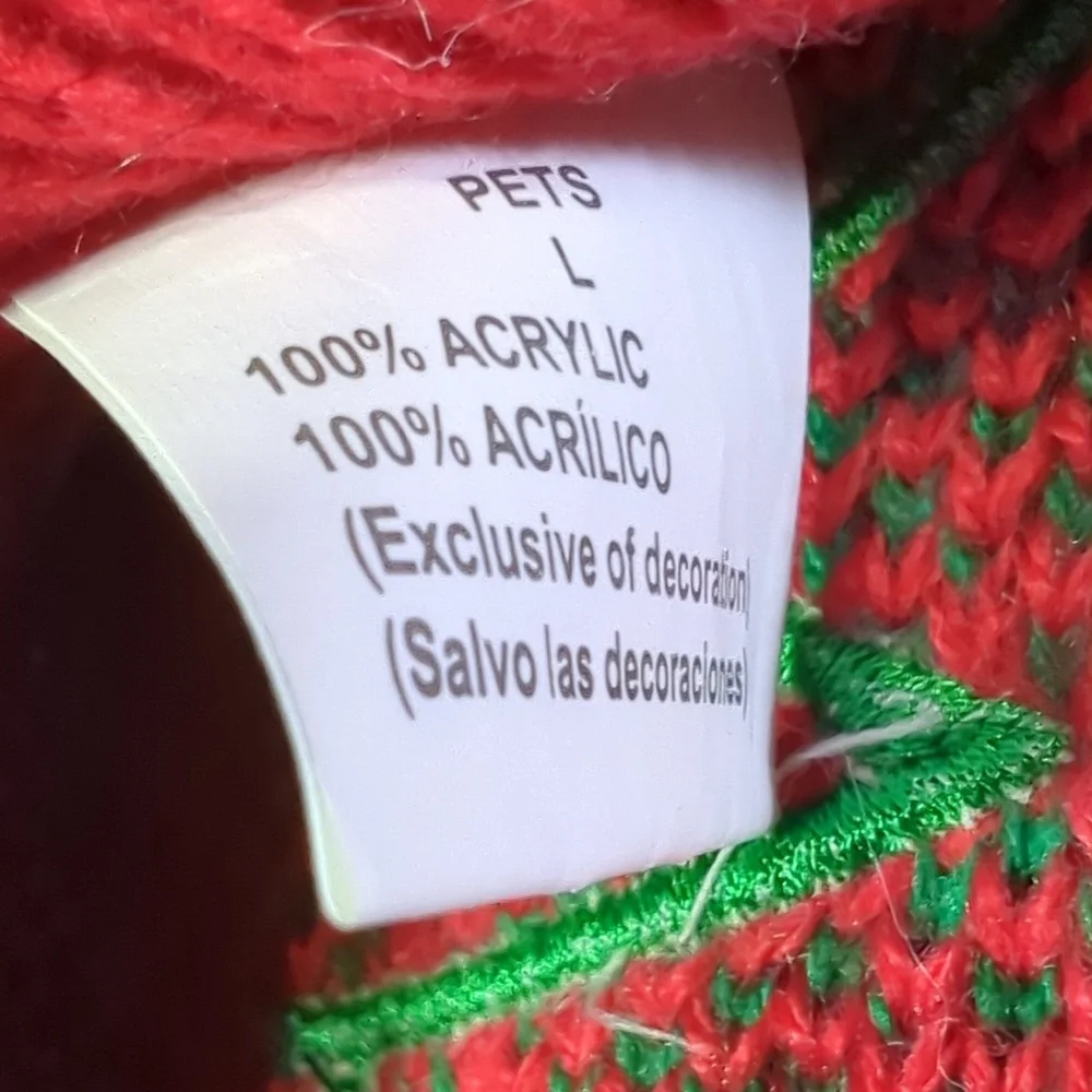 DOG SWEATER Christmas Festive Barking Around The Red/Green With Bells Sz L NWOT